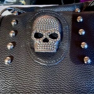 Black Studded Skull Handbag